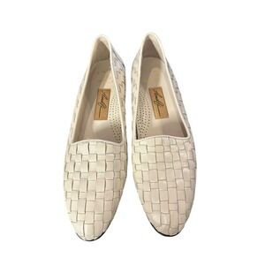 Amalfi Woven Leather Flats in Cream